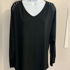 MIHOLL Sheer Striped Sleeve Top